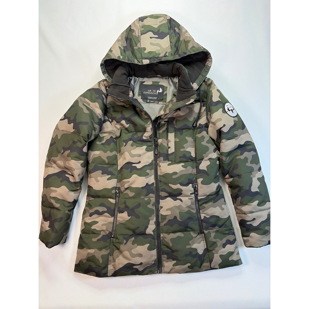 Arctic Expedition Womens Camo Down Blend Puffer Jacket Hooded XS Q5153RI-21